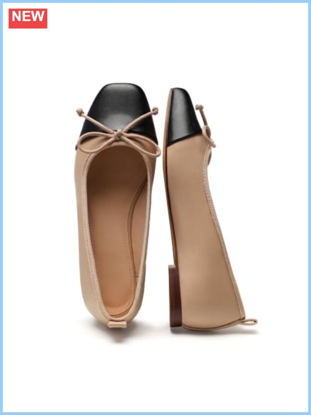 Women's Faux Leather Ballet Flats Slip On Bow Square Toe Comfort Walking Shoes